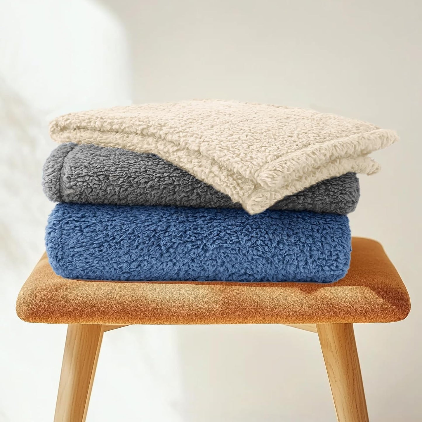 Luciphia Premium Fleece Dog Puppy Blanket Soft Pet Sherpa Calming Cat Blanket Throw for Small Medium Dog Cat(Beige,30X20 Inches)