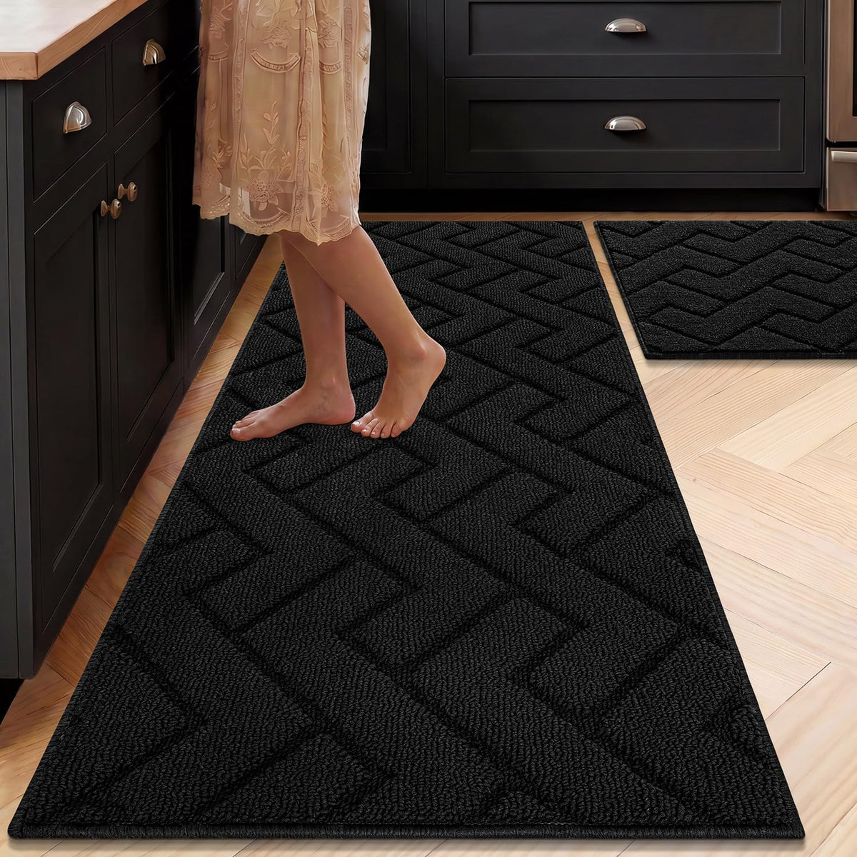 Hicorfe Kitchen Runner Rug,20"X48"+20"X32" Kitchen Set,Non-Slip Kitchen Mat