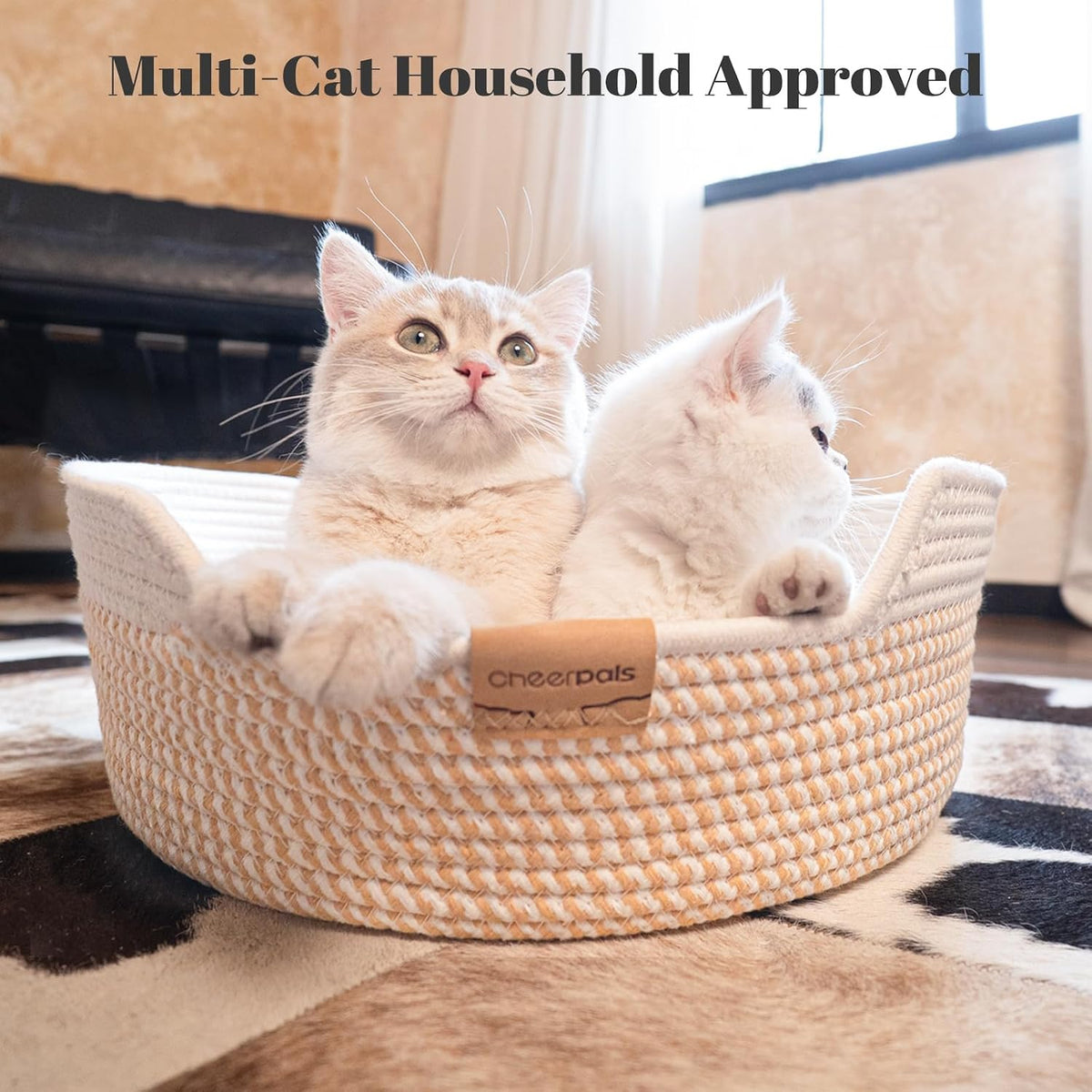 CHEERHOME PETS Handwoven Cat Basket Bed Cooling for Indoor Cat with Cushion