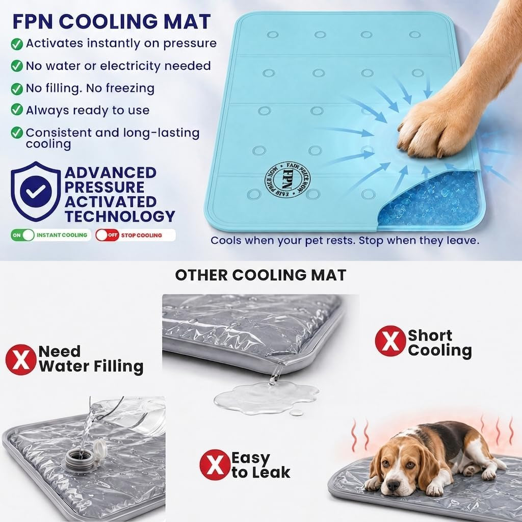 Pet Cooling Mat for Dogs and Cats 1Pcs, Pressure Activated Self Cooling Pad 19" X 11.5"