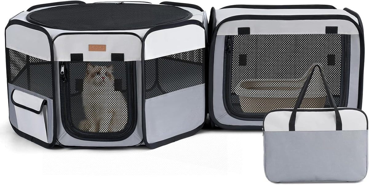 Want to Give Your Kittens & Puppies a Safe, Independent Space? Try Lekereise: 47"×16" Portable Cat Playpen, 2-In-1 Dog Playpen, Independently Usable, with a Carry Bag. Play Freely Anywhere!