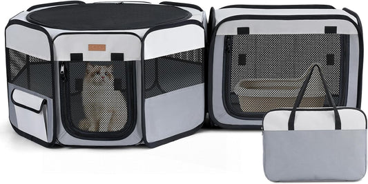 Want to Give Your Kittens & Puppies a Safe, Independent Space? Try Lekereise: 47"×16" Portable Cat Playpen, 2-In-1 Dog Playpen, Independently Usable, with a Carry Bag. Play Freely Anywhere!