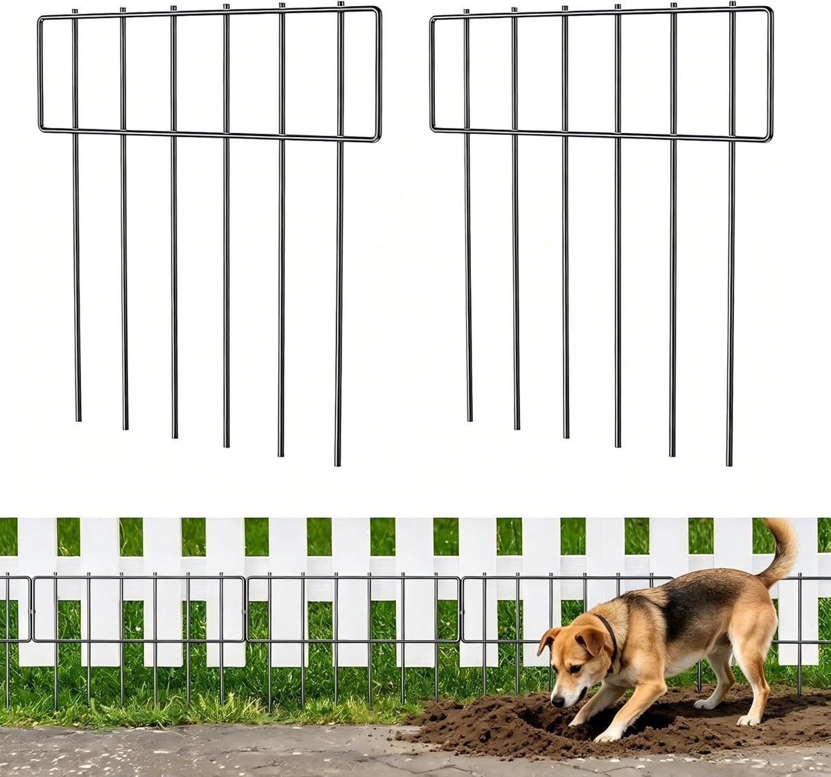 25 Pack Animal Barrier Fence, Metal No Dig Fence Panels for Garden, Black
