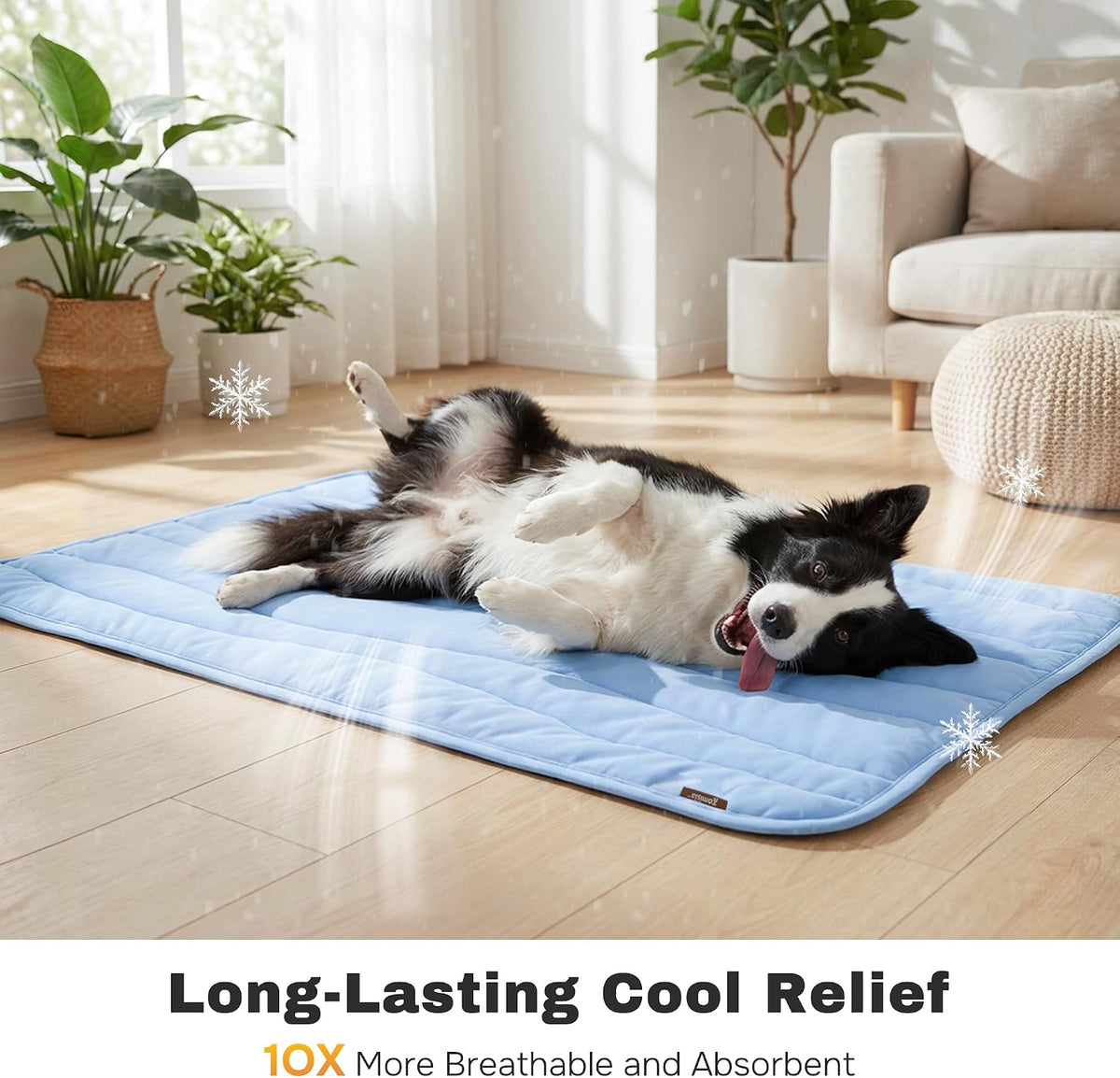 ZOMISIA Cooling Mat for Extra Large Dogs XL - Thin Portable Pet Cooling Pad, Breathable and Washable Cool Fiber with Non-Slip Bottom, Outdoor Use for Summer, 44X32, Blue