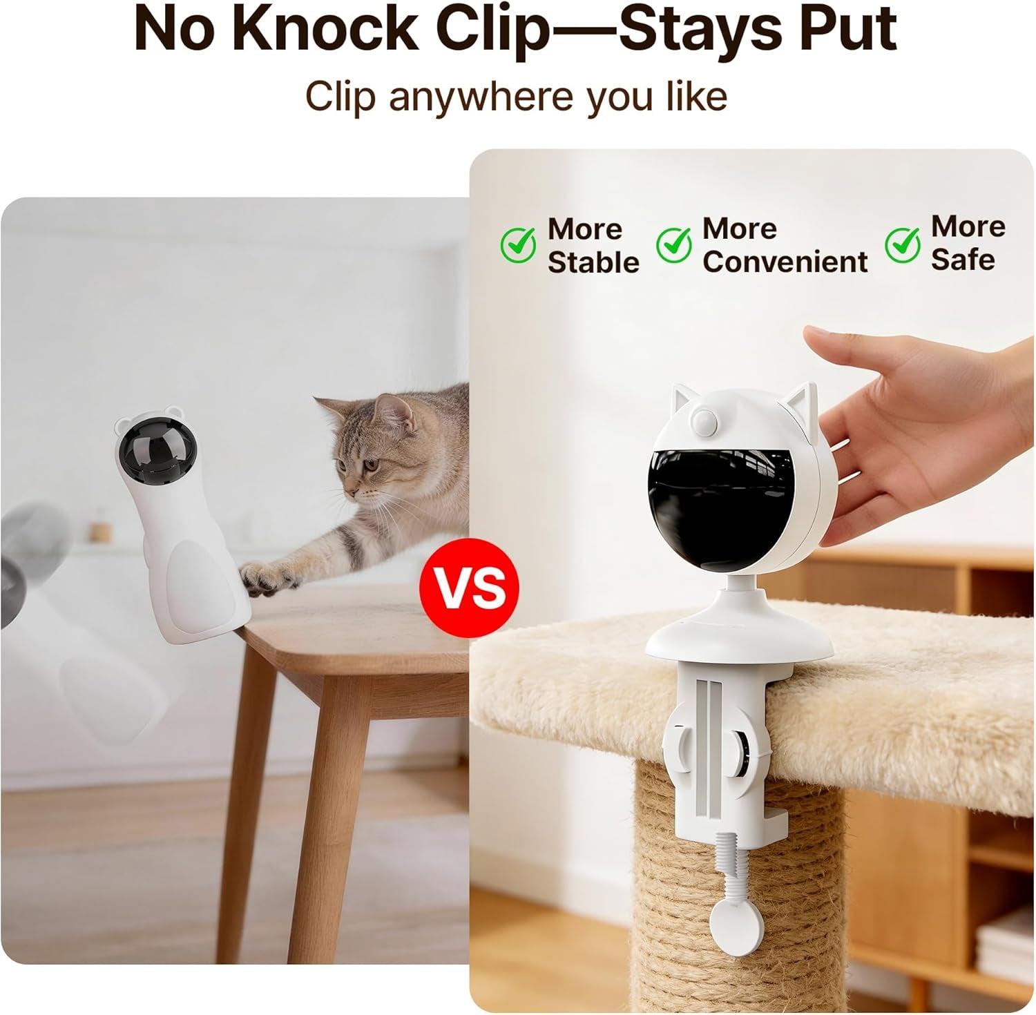 Potaroma Smart Sensor Cat Laser Toys Interactive, Motion Activated Truly Random Trjajectory, Clamp Design, Automatic Chargeable Kitten Toy Indoor Exercise, Cream White