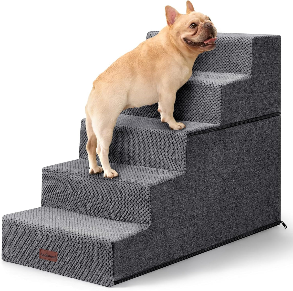Aodisman Dog Steps for High Bed, 5-Step Pet Stairs for Small Dogs and Cats