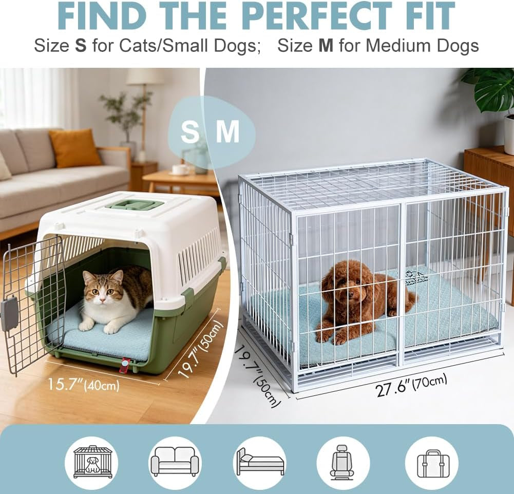Dual-Sided Cooling Mat for Dogs & Cats – Ice Silk & Corn Fleece, Washable Pet Cooling Pad for Summer Heat Relief, Portable for Crates, Car,Strollers & All Seasons
