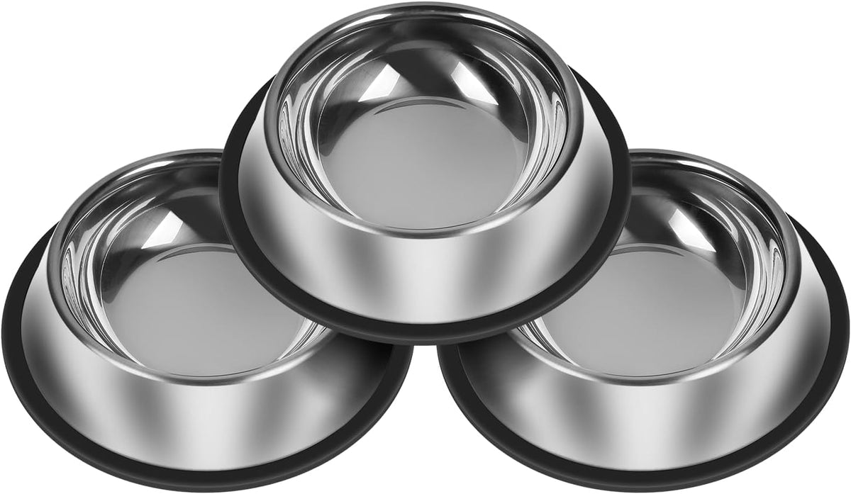 Serentive 3 Pcs Metal Dog Bowls for Medium Dogs, Stainless Steel Food and Water Bowls, Dishwasher Safe, Rust Resistant, 36 Fl Oz Each