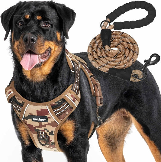 Beebiepet Tactical No Pull Dog Harness with Leash, X-Large, Desert Camo
