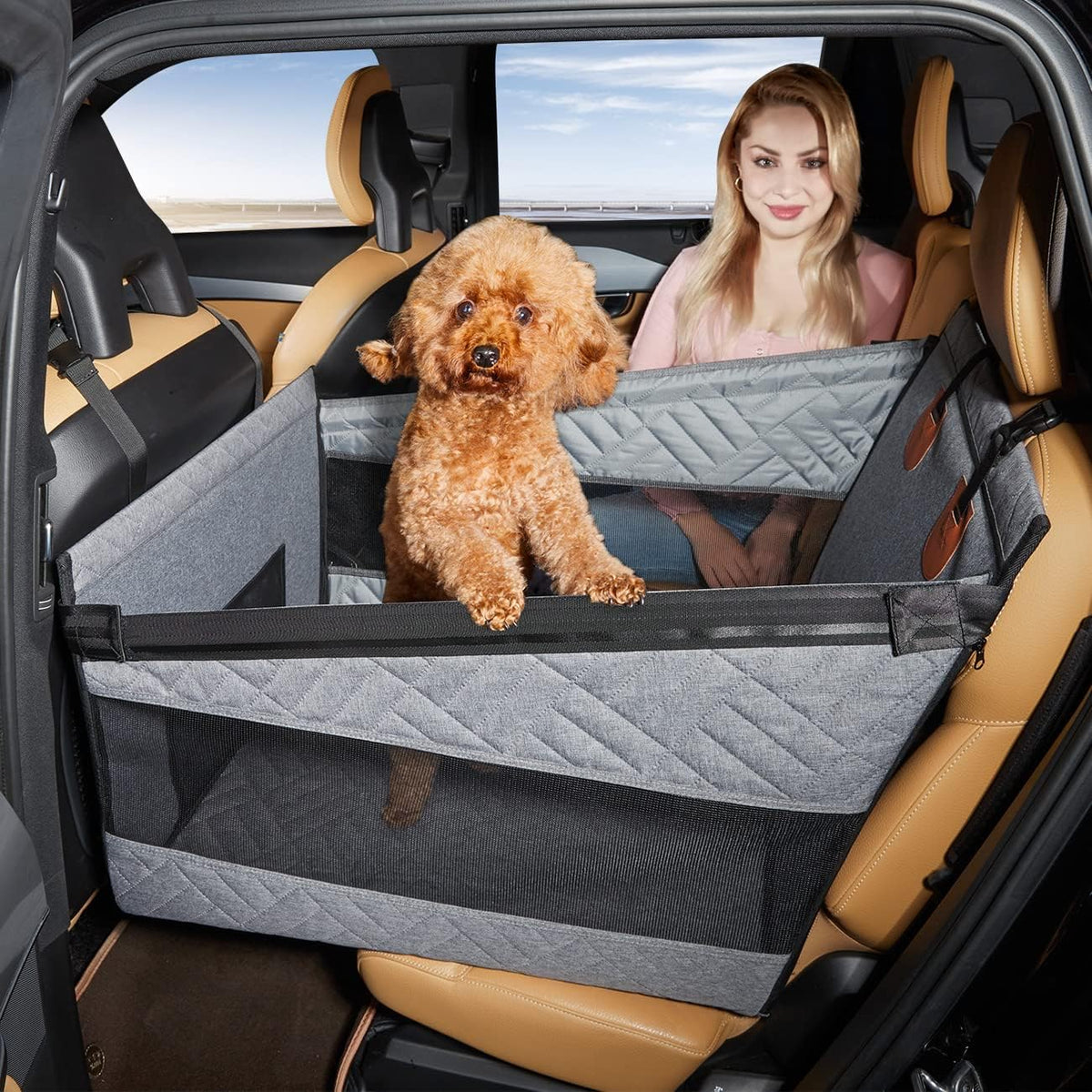 Medium Dog Car Seat,Back Seat Extender for Dogs,Hard Bottom Seat Cover