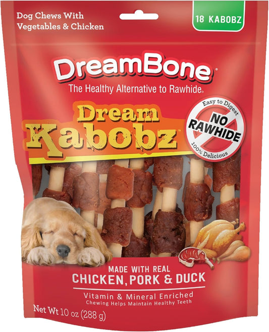 Dreambone Kabobz Rawhide-Free Dog Treats with Real Protein, 18 Count