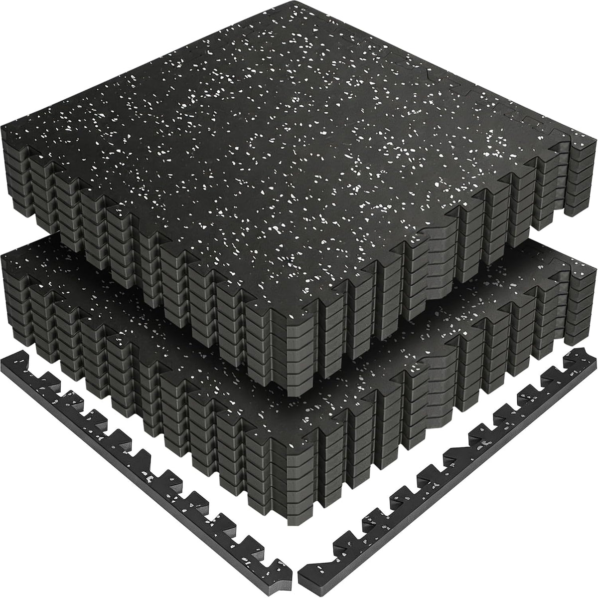 0.6" Thick Rubber Top Exercise Mats Gym Flooring for Home Gym, 24 X 24 In