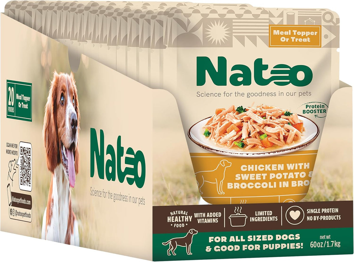 NATOO Chicken, Sweet Potato & Broccoli Dog Food Topper, 3 Oz, 20 Pack