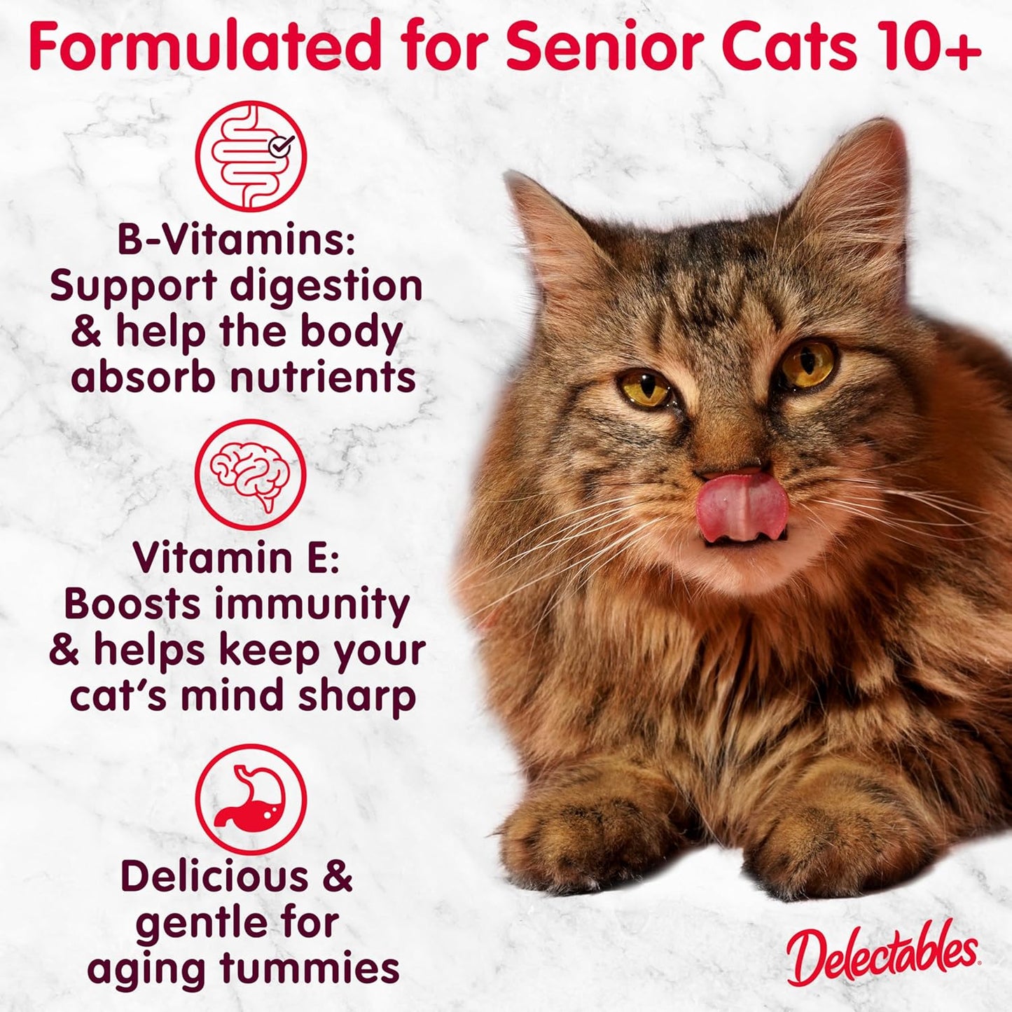 Delectables Lickable Treat Bisque Senior 10+ Wet Cat Treat Variety Pack, Food Topper, Hydrating, Grain-Free, No Fillers, No By-Products, No Added Preservatives, 1.4Oz Pouch, 12Ct