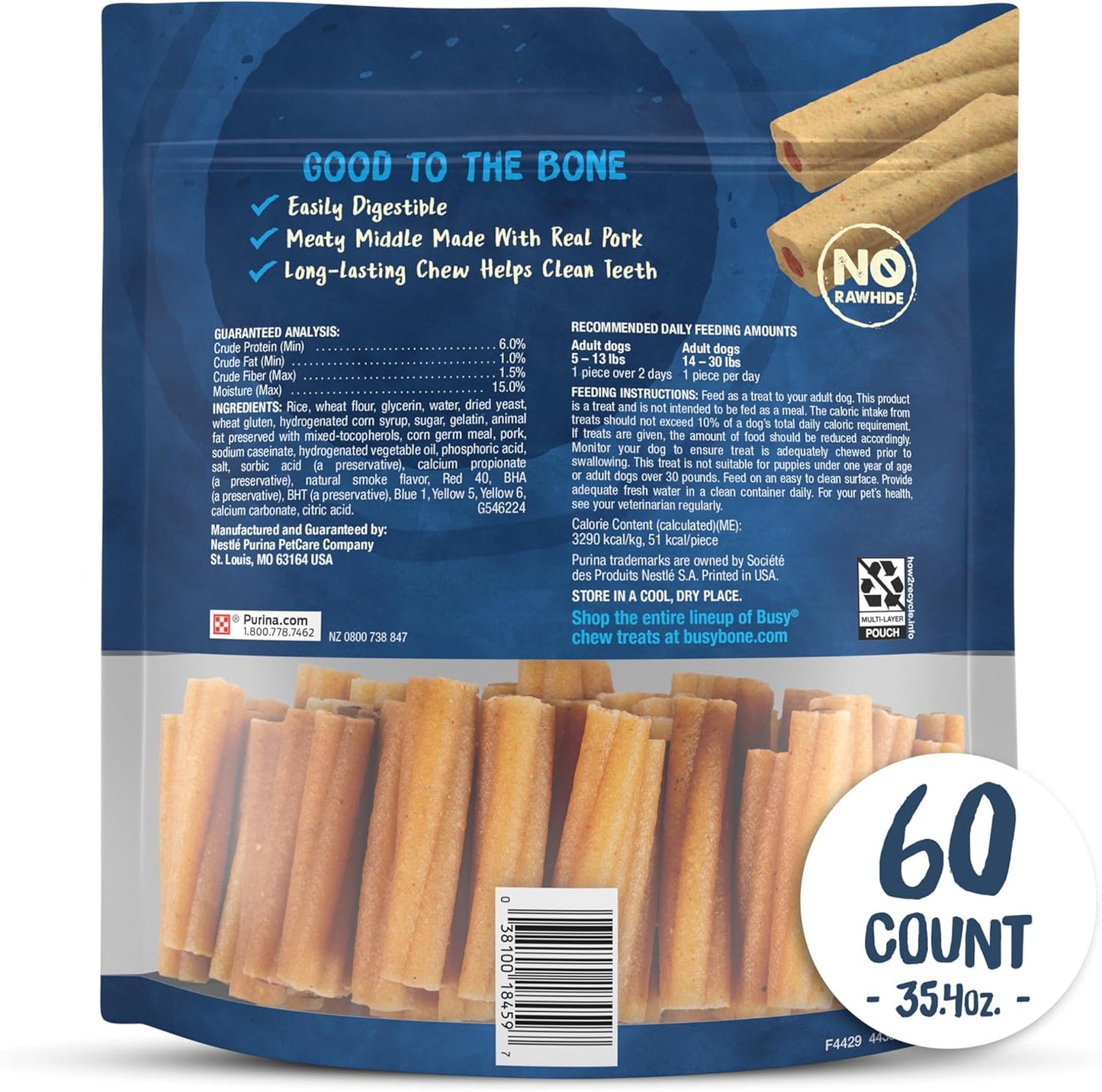 Purina Busy Bone Adult Toy Breed Dog Chew Bone Treats, Tiny - 60 Ct. Pouch