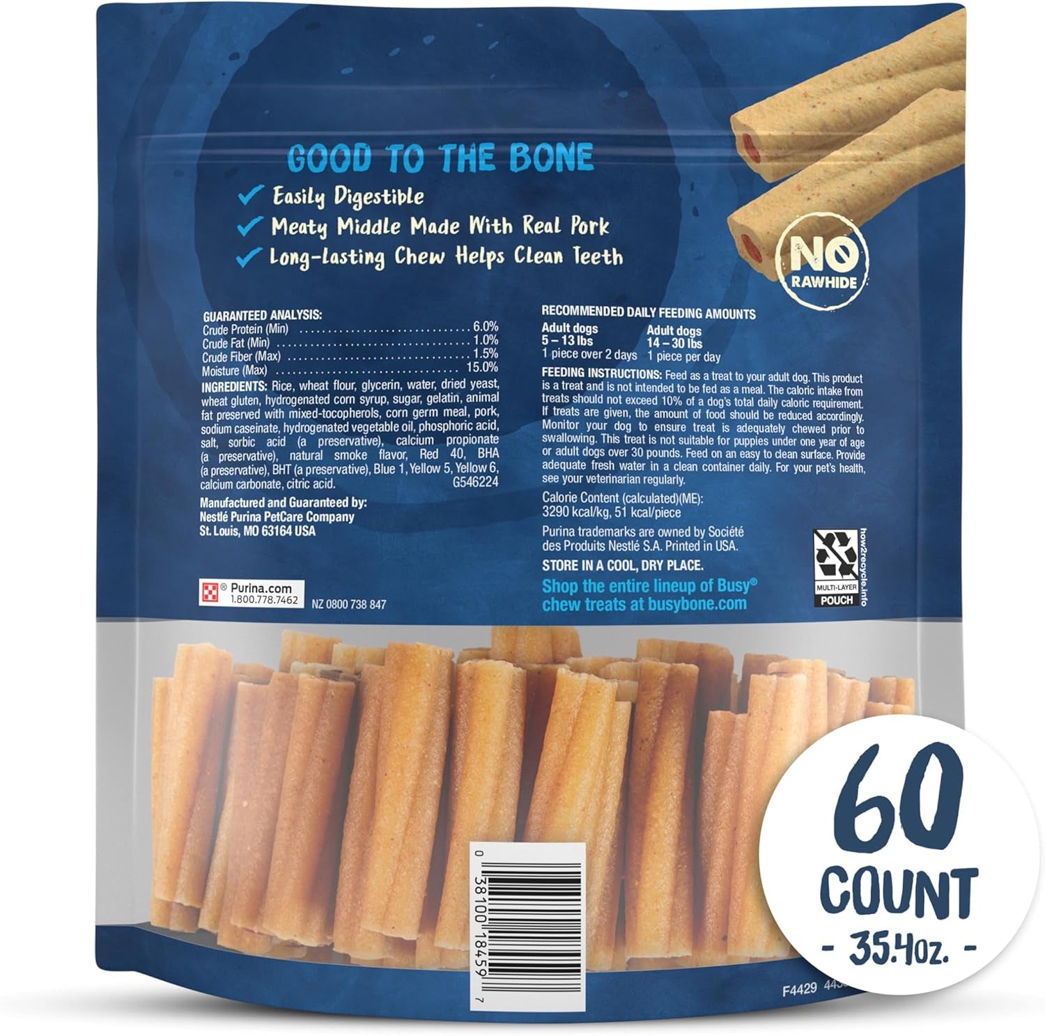 Purina Busy Bone Adult Toy Breed Dog Chew Bone Treats, Tiny - 60 Ct. Pouch