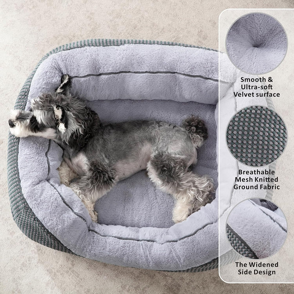INVENHO Dog Bed for Small Dogs - Washable, Orthopedic, Calming & Warming - Durable Pet Bed with Anti-Slip Bottom (25"X21"X8")