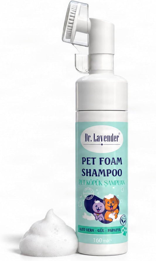 Dr. Lavender Waterless Pet Shampoo for Dogs & Cats - Dry Shampoo with Scrubber Brush - No Rinse Foam Paw Cleaner for Grooming - Natural Aloe Vera & Chamomile for Sensitive for Sensitive Skin Care