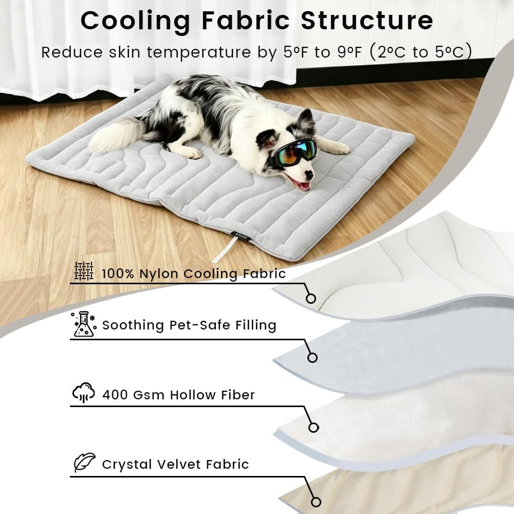Cooling Mat for Dogs Outdoor, 48”X28” Super Thick & Reversible Cooling Mat for Dogs, Double-Sided Pet Cooling Mat, Portable Washable Kennel Bed, Dog Cooling Pad for All Pets, Grey
