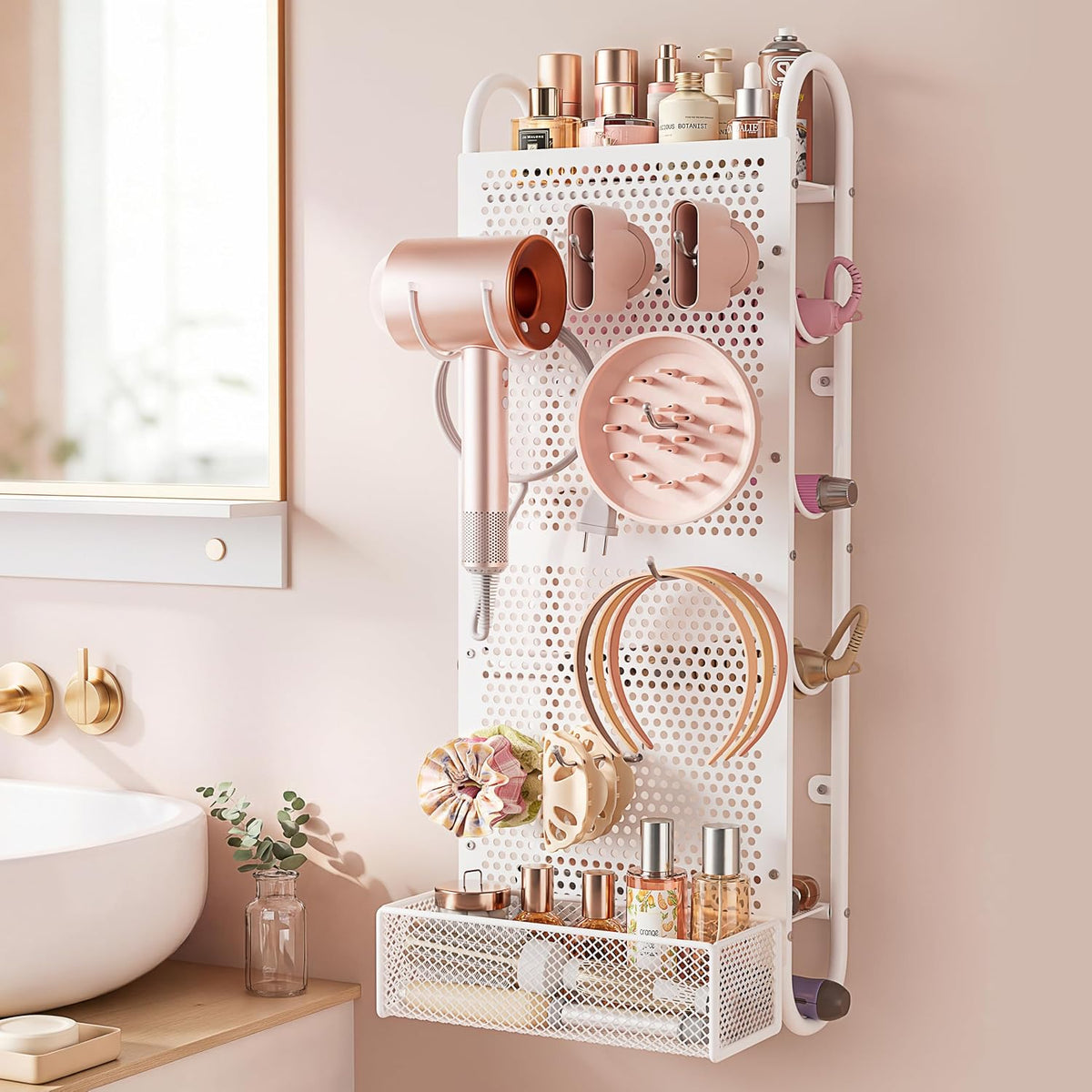 VINAEMO Hair Tool Organizer, Wall Mounted Hair Dryer Holder for Bathroom