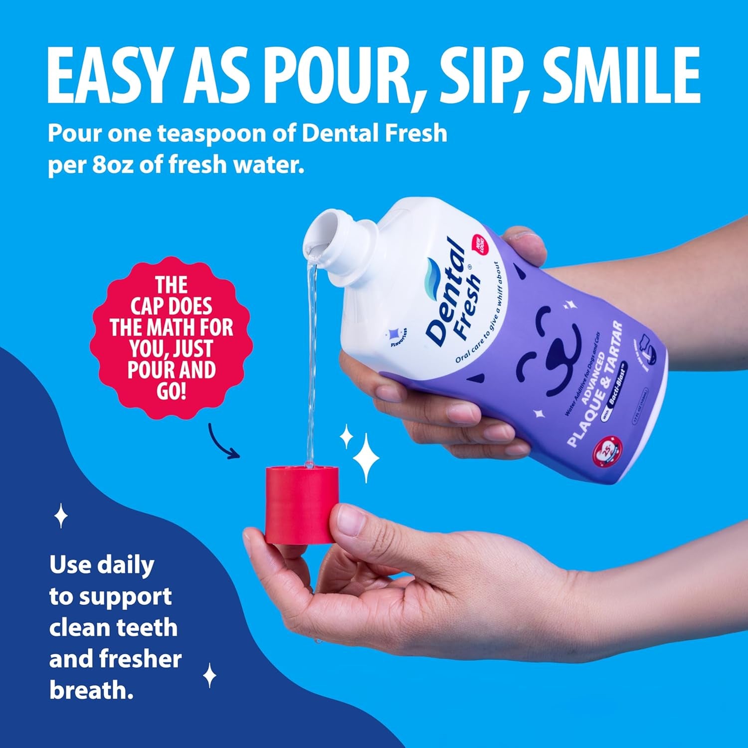 Dental Fresh – Advanced Plaque & Tartar Support Water Additive for Dogs & Cats – Helps Freshen Breath and Clean Teeth without Brushing – 17 Fl Oz