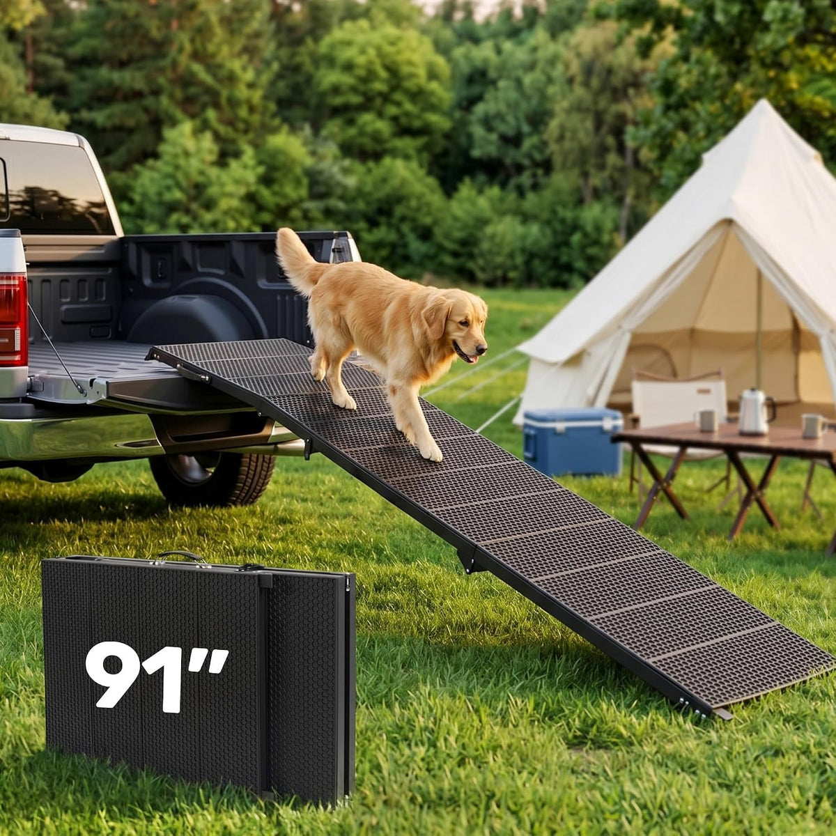 Heeyoo 91" Extra Long Dog Ramp for Car SUV Truck - 350Lbs Folding