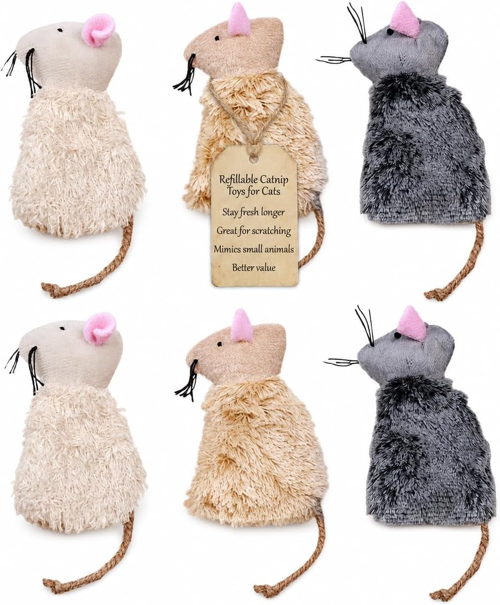 Ipetboom Refillable Catnip Toys for Cats - 6 Pack Interactive Cat Chew Toys