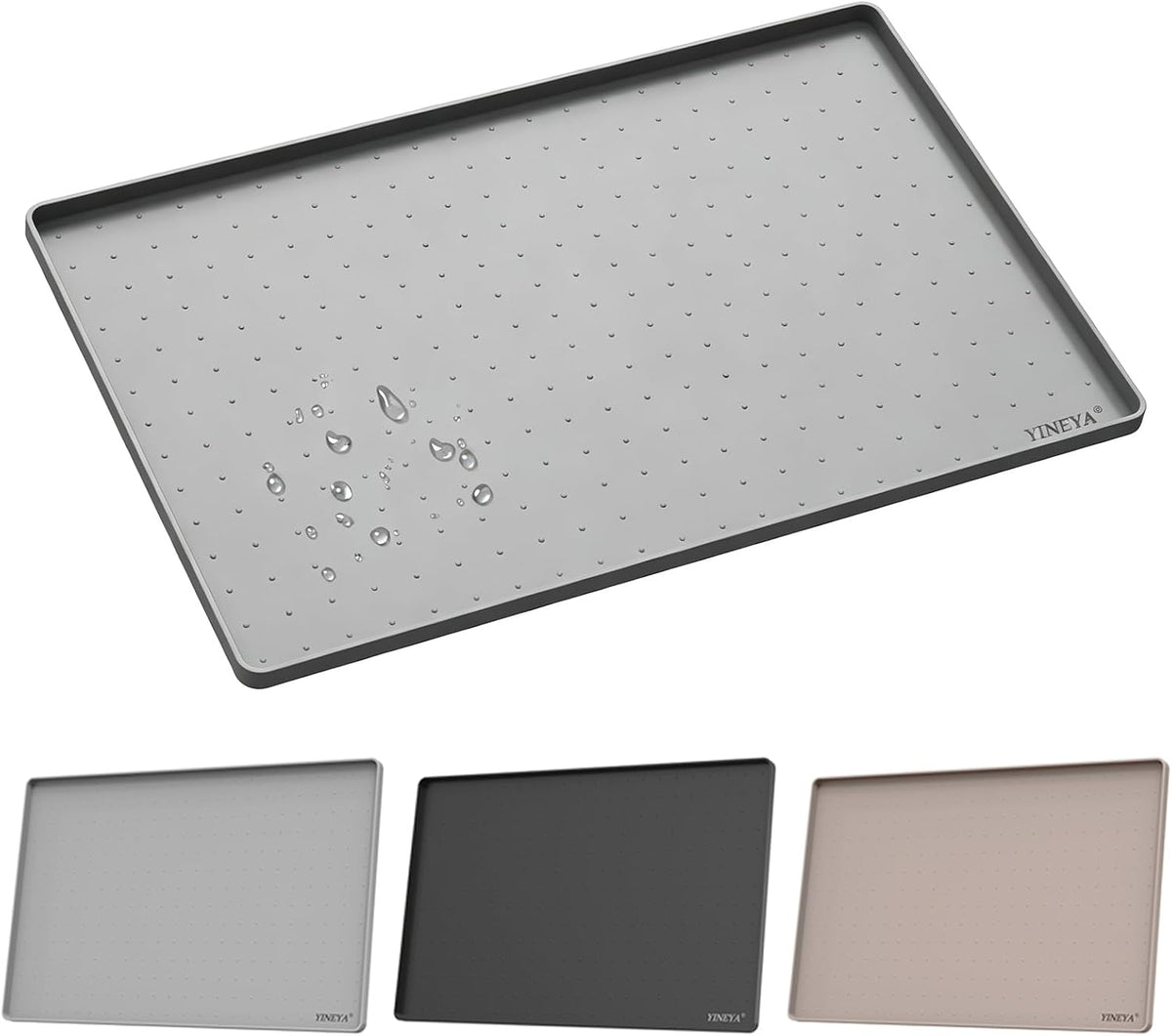 YINEYA 24" X 16" Silicone under Sink Mat Waterproof, 0.6" Raised Edge(Gray)