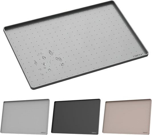 YINEYA 24" X 16" Silicone under Sink Mat Waterproof, 0.6" Raised Edge(Gray)