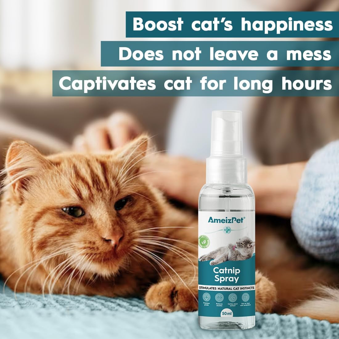 Ameizpet Catnip Spray for Cats, Cat Scratching Sprays, Transparent Cat & Kitten Behaviour Spray 50 Ml (1.69 Oz)