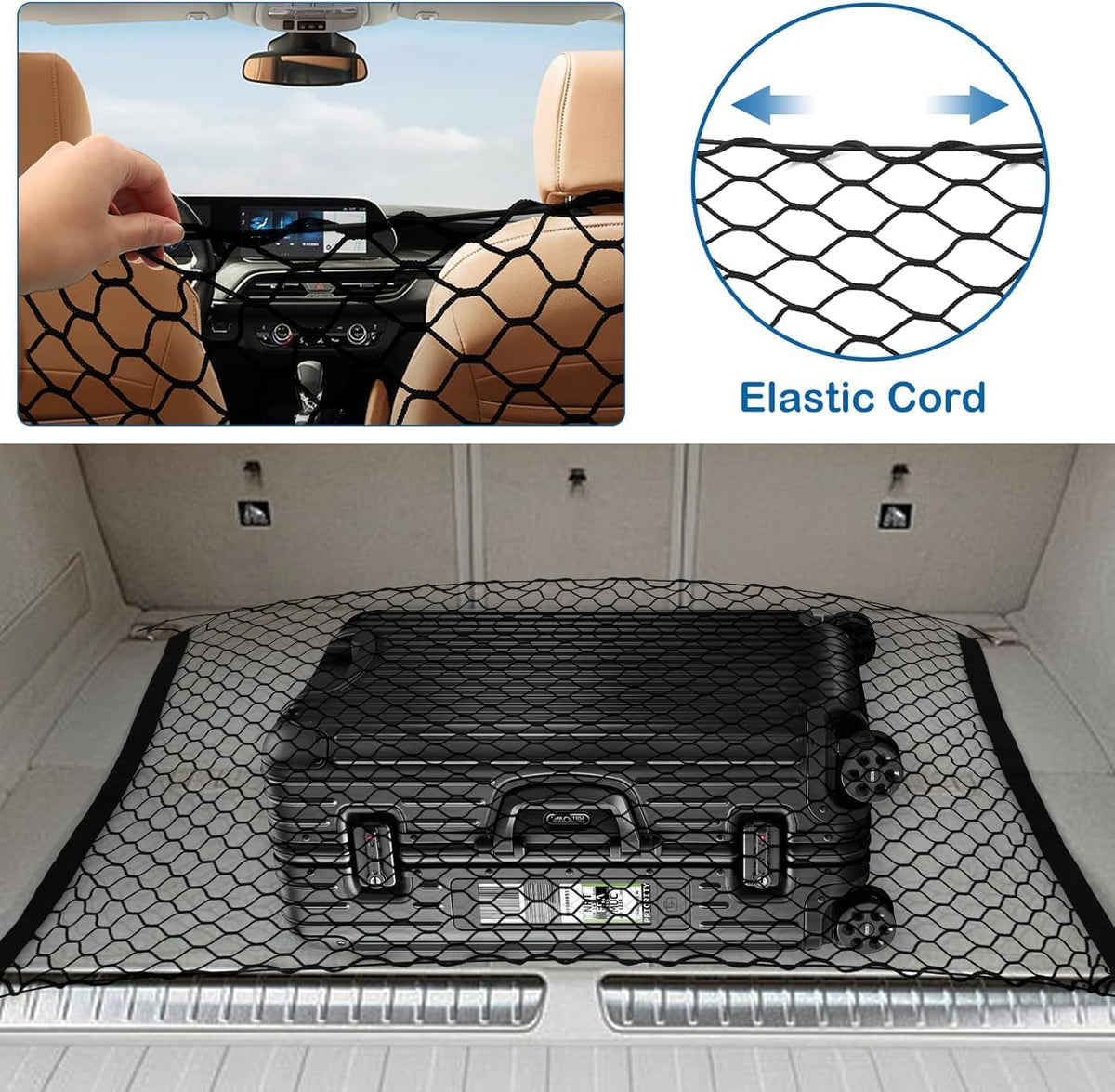 Dog Car Barrier Vehicle Pet Barrier Backseat Mesh Dog Car Divider Net with Adjusting Rope and Hook Suitable for SUV Pickup and Small Car (47In X 27In)