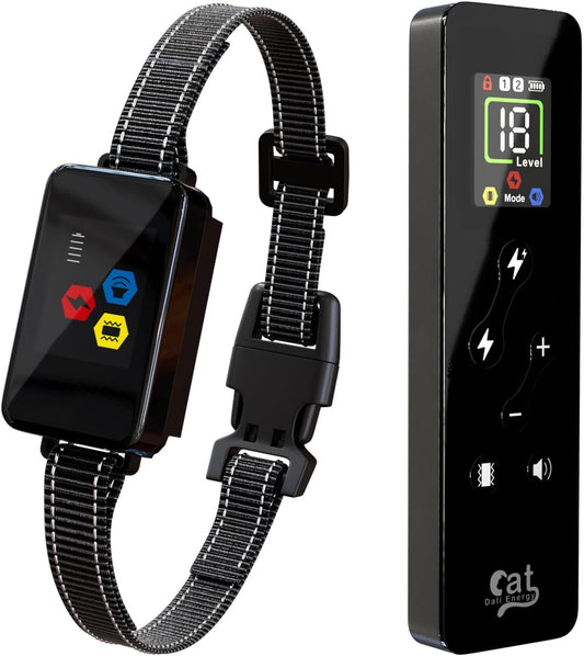 Cat Training Collar Cat Bark Collar with Remote Electric Cats Shock Collar 3300FT IP67 Waterproof 3 Training Modes Beep Vibration Shock Mode Top Meowing Effective for Bad Behavior Mysterious Black