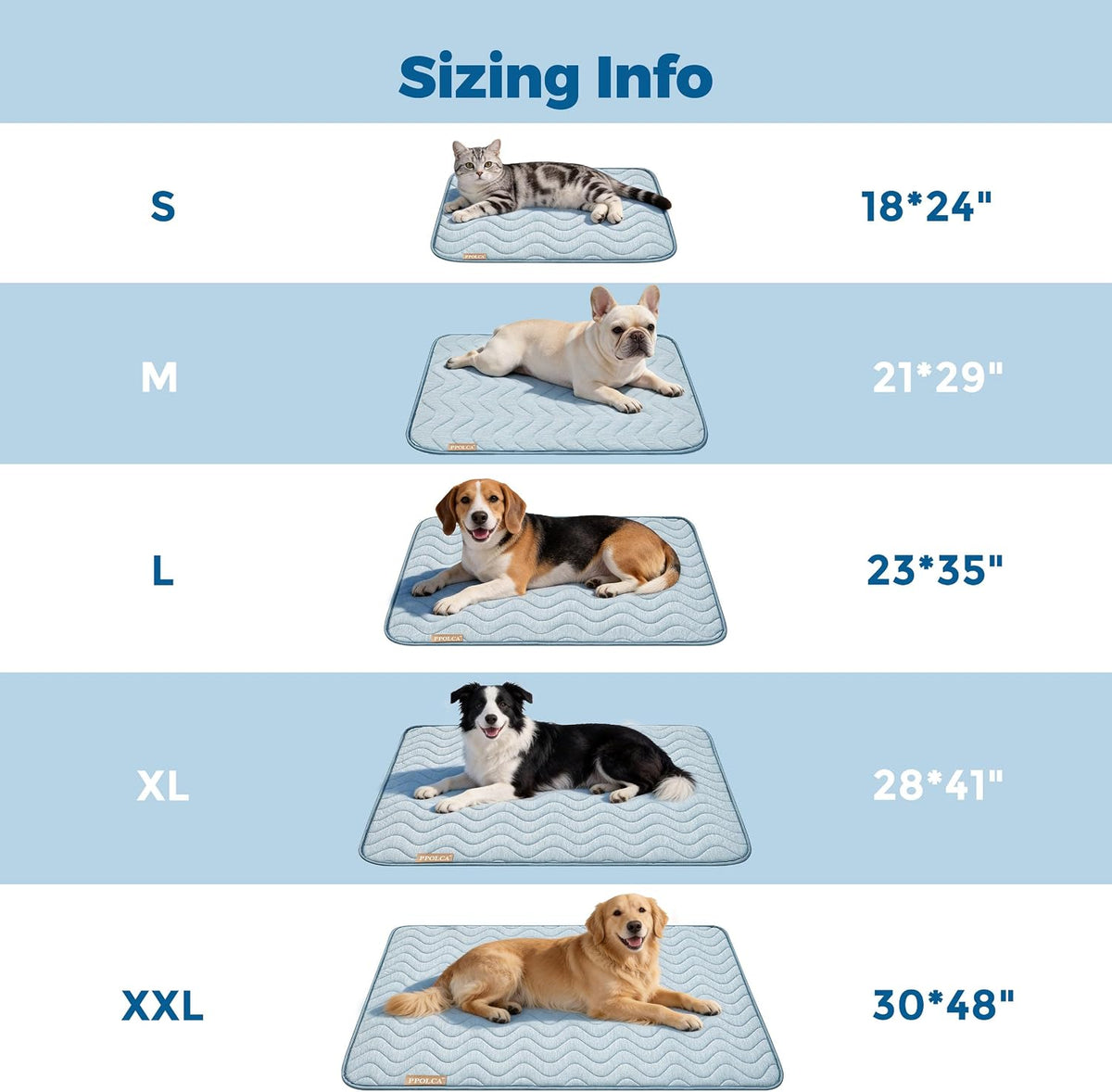 PPOLCA Waterproof Cooling Mat for Large Dogs 23X35, Blue