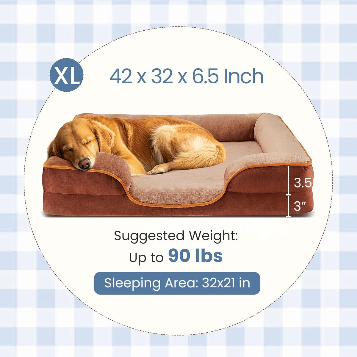 NEWBULIG 42X32 Inch Orthopedic Dog Bed for Indoor Use, Soft Surface