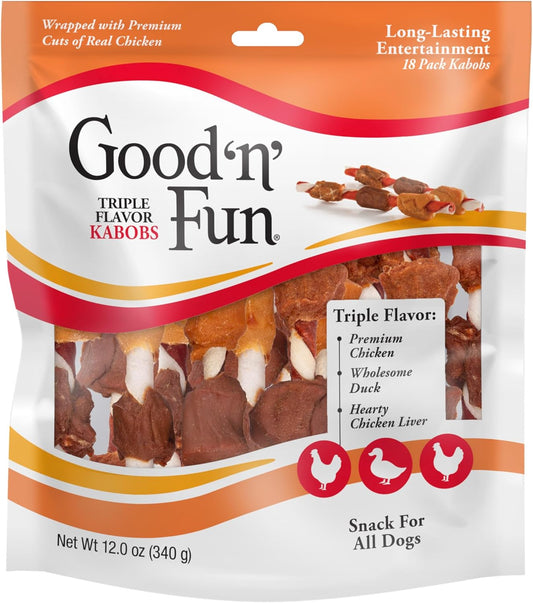 Good 'N' Fun Kabobs Long-Lasting Dog Treat Made with Real Protein, 18 Count