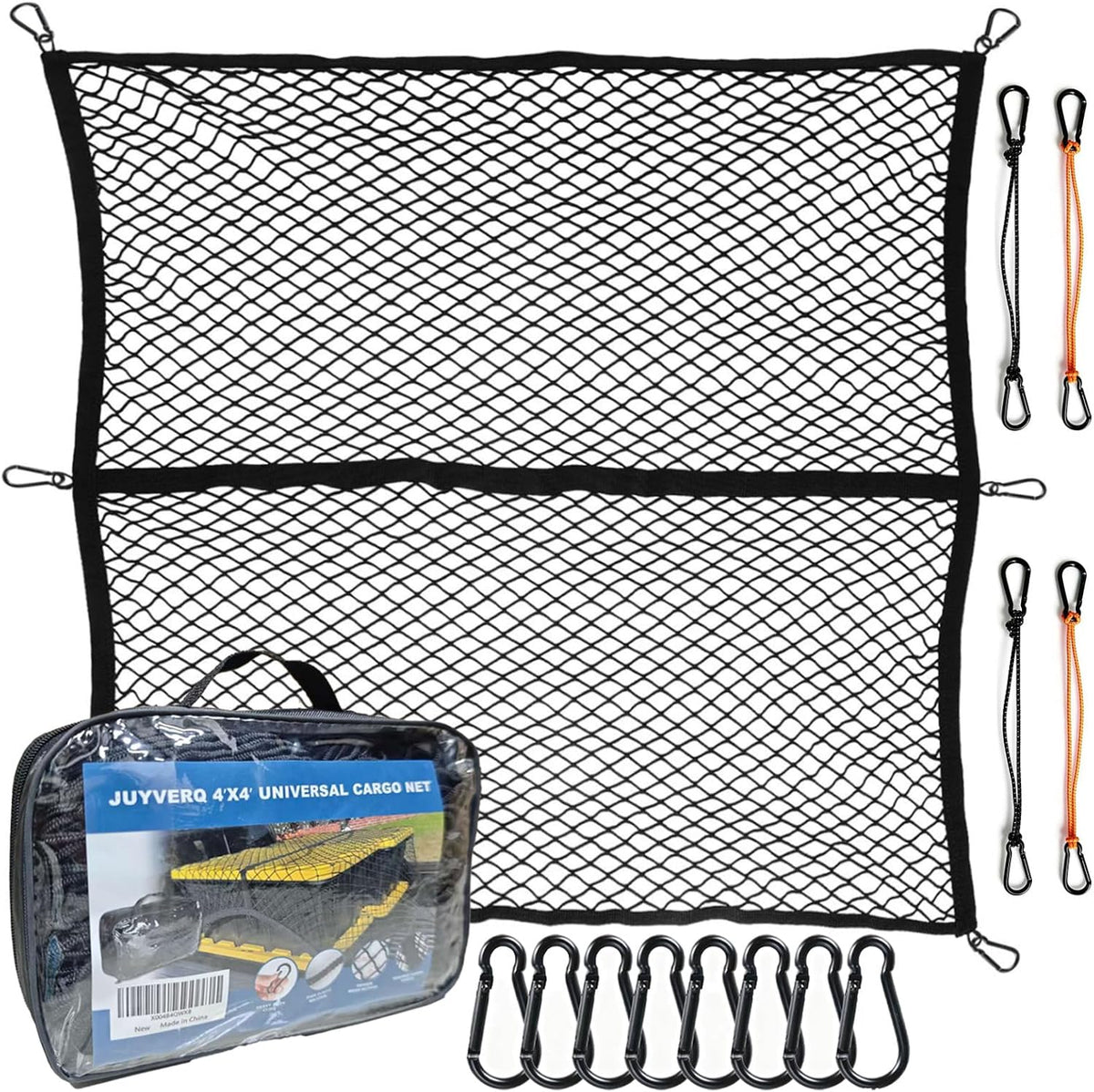 Cargo Net for Pickup Truck Bed, Highly Elastic Truck Bed Cargo Net, 4' X 4' Stretchable to 8' X 8', Cargo Mesh Organizer, for Daily Light Loads of Trucks