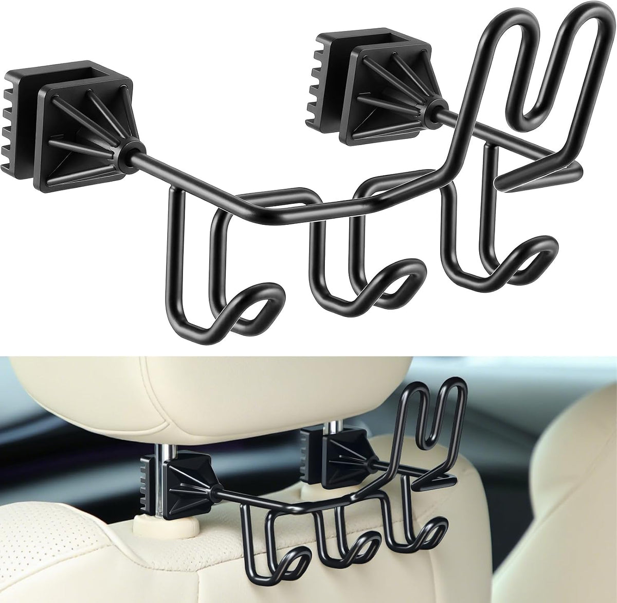 Hard Hat Holder for Truck Car Helmet Organizer, Triple Hooks, Black, 1 Pcs