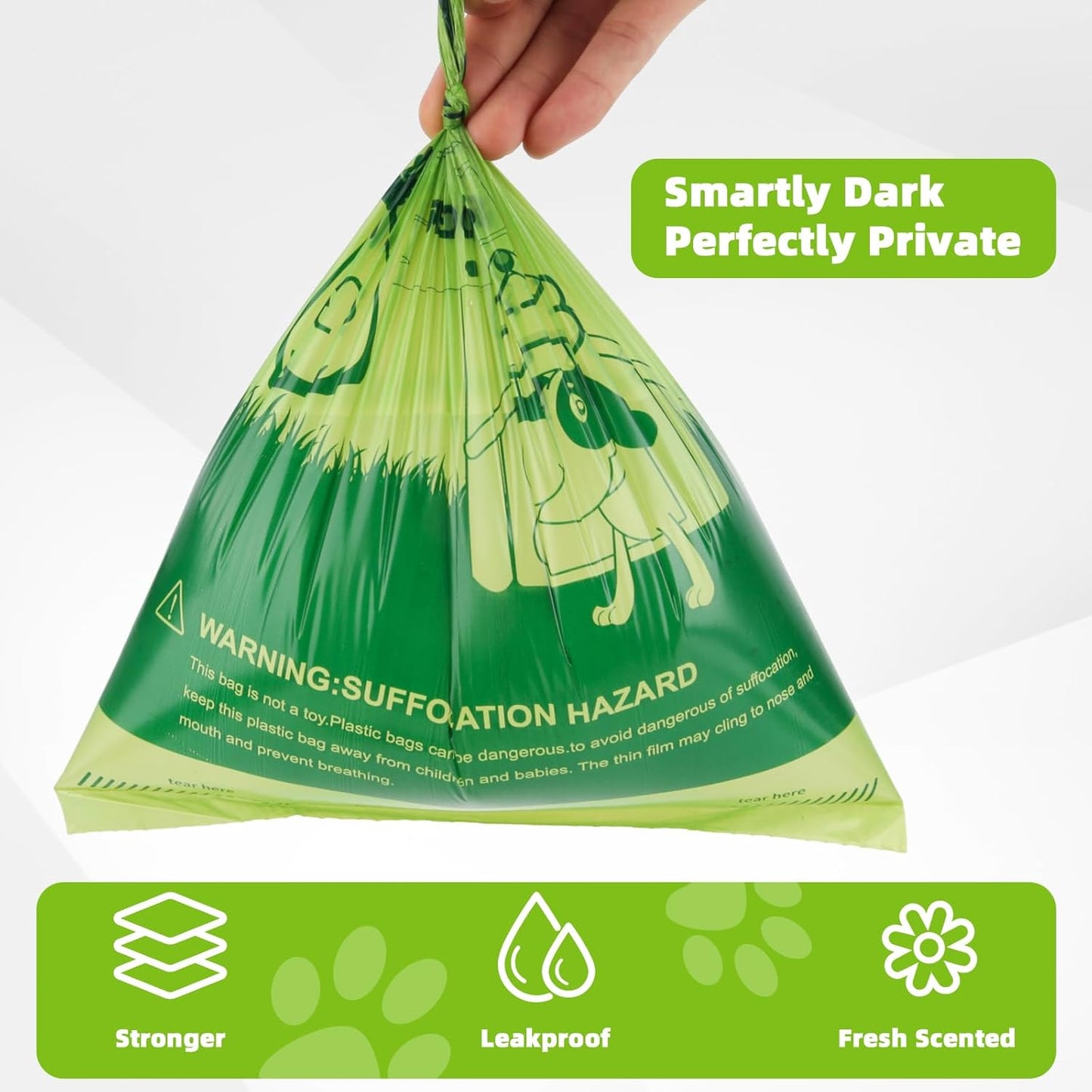 Dog Poop Bags Rolls, Extra Thick Leak Proof Pet Waste Bag, 360 Count Tear Resistant Poop Bags for Dogs for Outdoor Doggie Walking and Cat Litters Cleaning