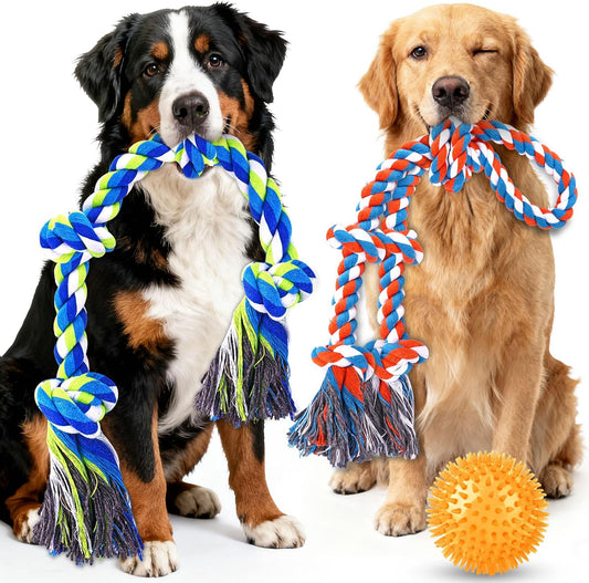 Tough Dog Toys for Aggressive Chewers – 3 Pack Tough Chew Toys for Large Dogs, Strong Rope Toys Ideal for Tug-Of-War & Teeth Cleaning