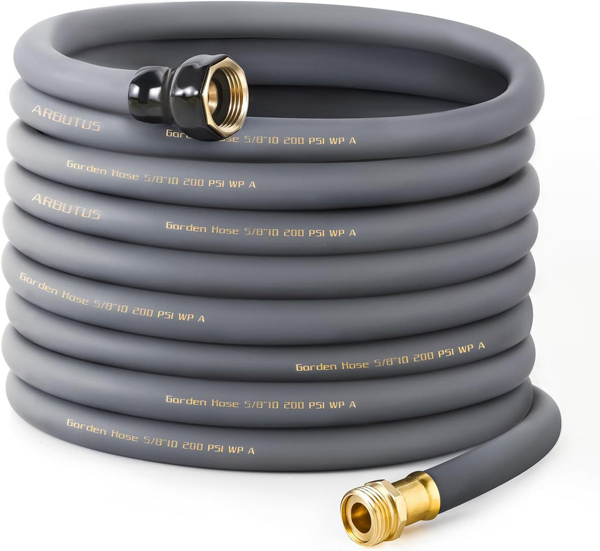 Garden Hose 5/8"X 75Ft Brass Rubber Heavy Duty Water Hose 600 PSI Grey