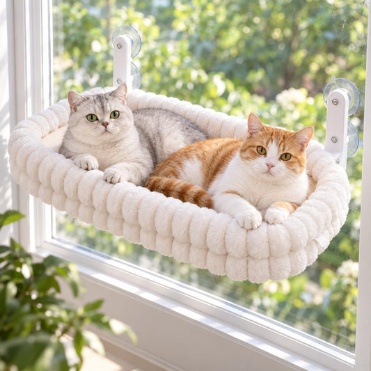 Cat Window Perch for Indoor Cats Hammock for Window with Reversible Cushion, Foldable Cat Window Bed for Large Cats and Kittens, Cloud Series