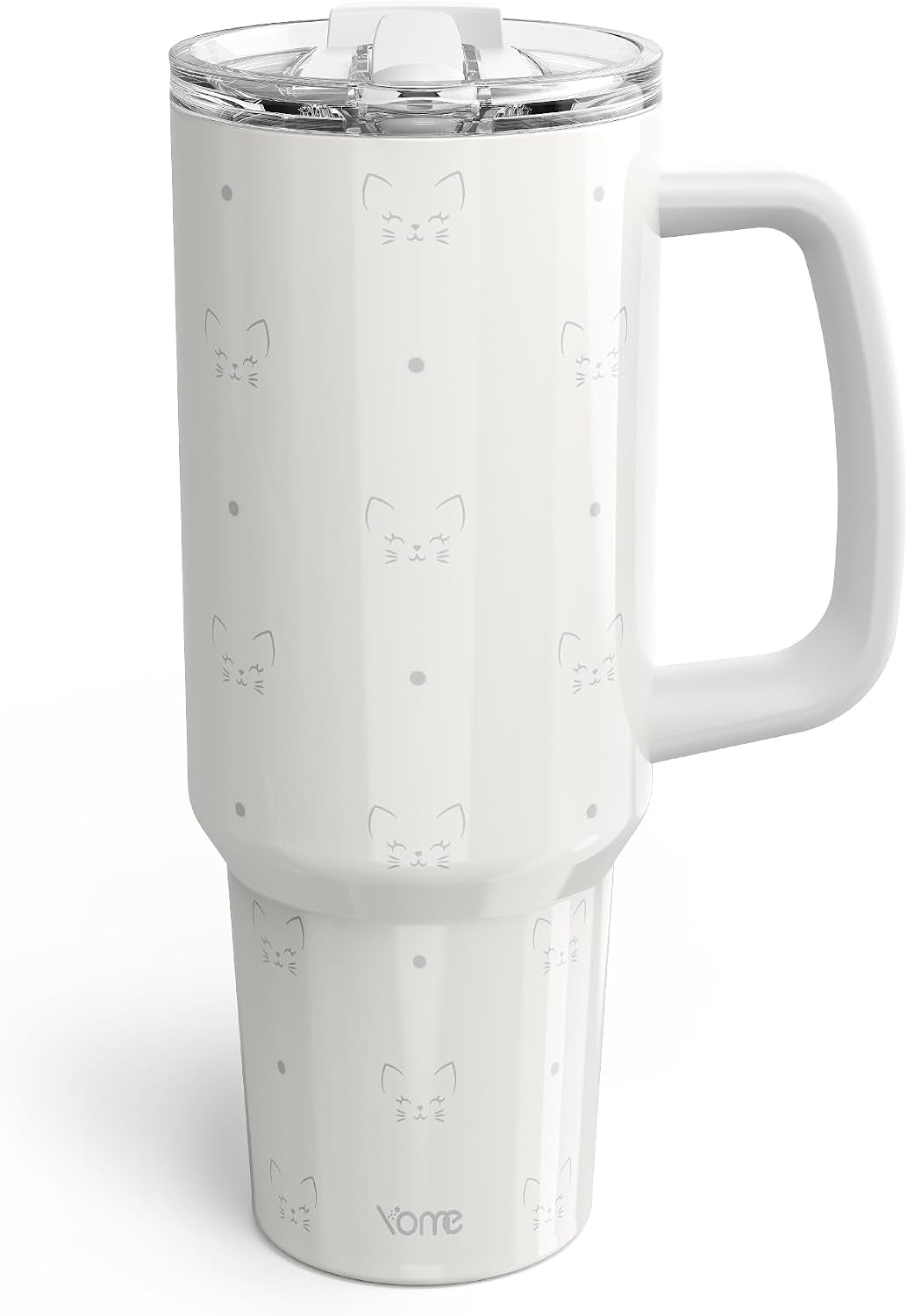 YOME 40 Oz Cat Gray Tumbler with Handle and Flip Straw for Women | Stainless Steel Insulated Water Bottle | Keeps Drinks Cold | Dishwasher Safe | Cupholder Friendly | Gift Gym Travel Yoga