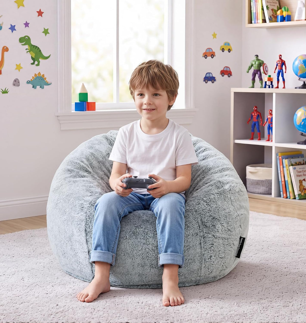 Hobestluk Small Bean Bag Chairs 2FT Beanbags Teardrop Bean Bag Chair Grey