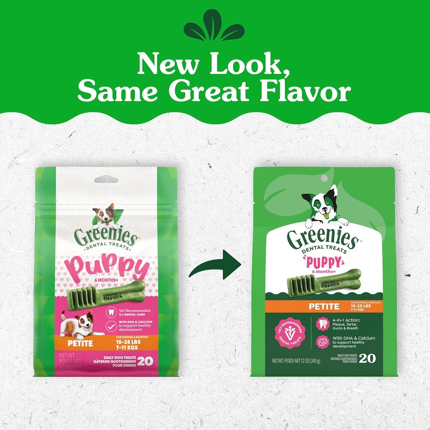 Greenies Veterinarian-Recommended Natural Dental Puppy Treats Petite Size, Dental Treats for Dogs, 12 Oz. Pack, 20 Count