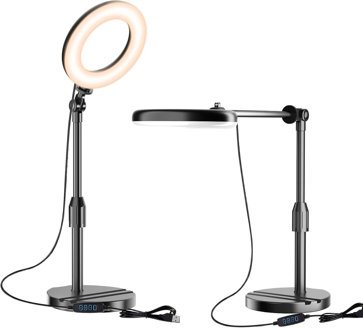 Portable Travel Ring Light for Laptop Zoom Video Conference, 5'' Bright Circle Light with Extendable Stand, Small Halo Lighting with Phone Holder for Video Recording Live Stream Facetime Photography