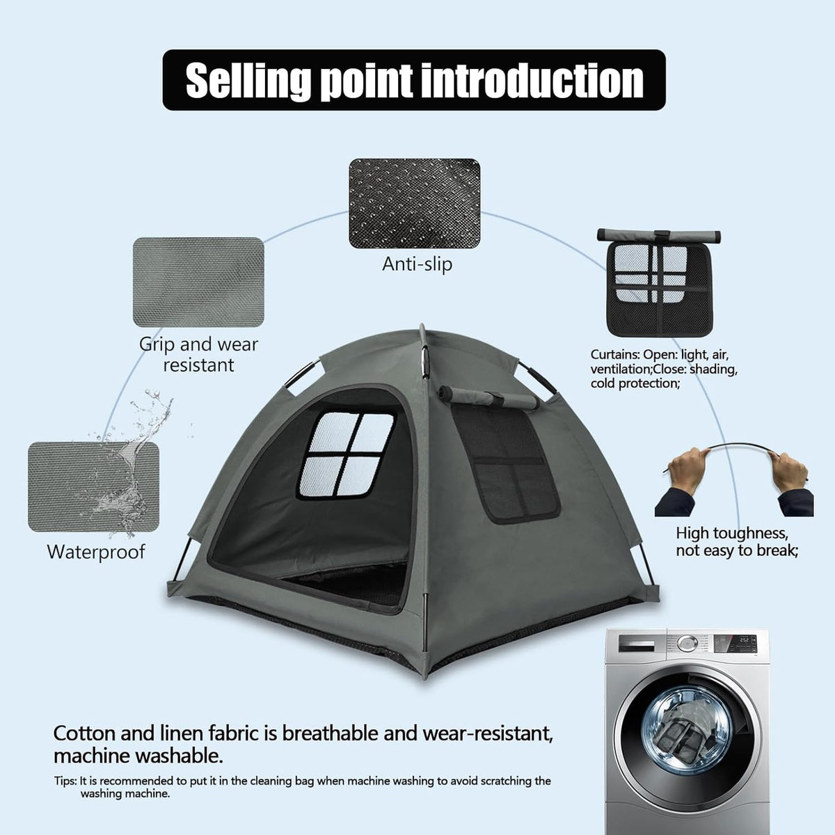 Anti-Anxiety Open Pet Tent for Cats & Dogs, Calming Hideaway