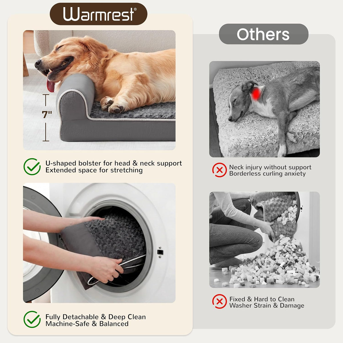 Orthopedic Large Dog Bed，Washable Dog Couch for XL Senior Dogs