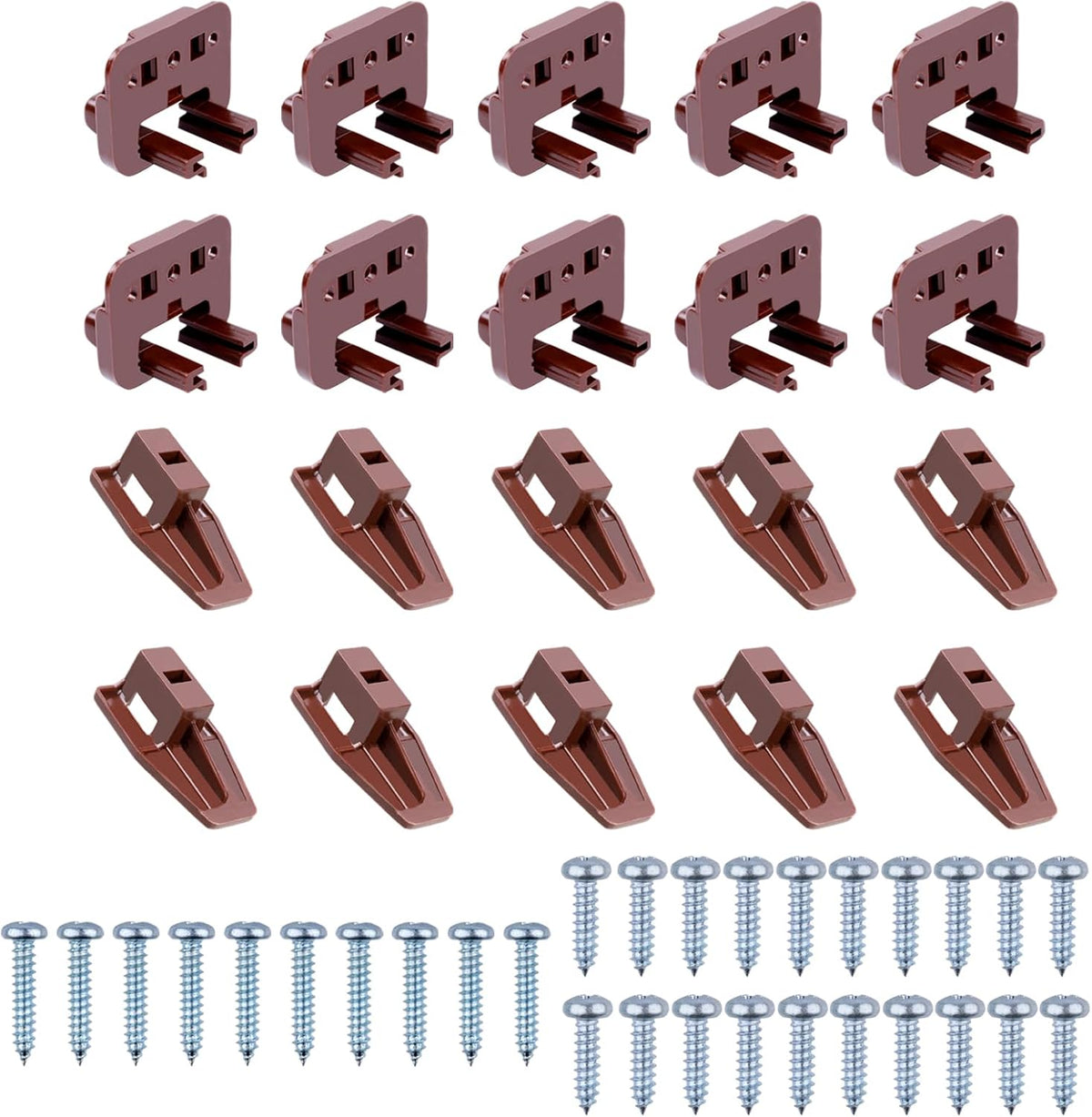 10 Sets for Kenlin Drawer Slide Track Guide Glide - Replacement Parts for Dressers and Nightstands - Bottom Mount - Brown (10)