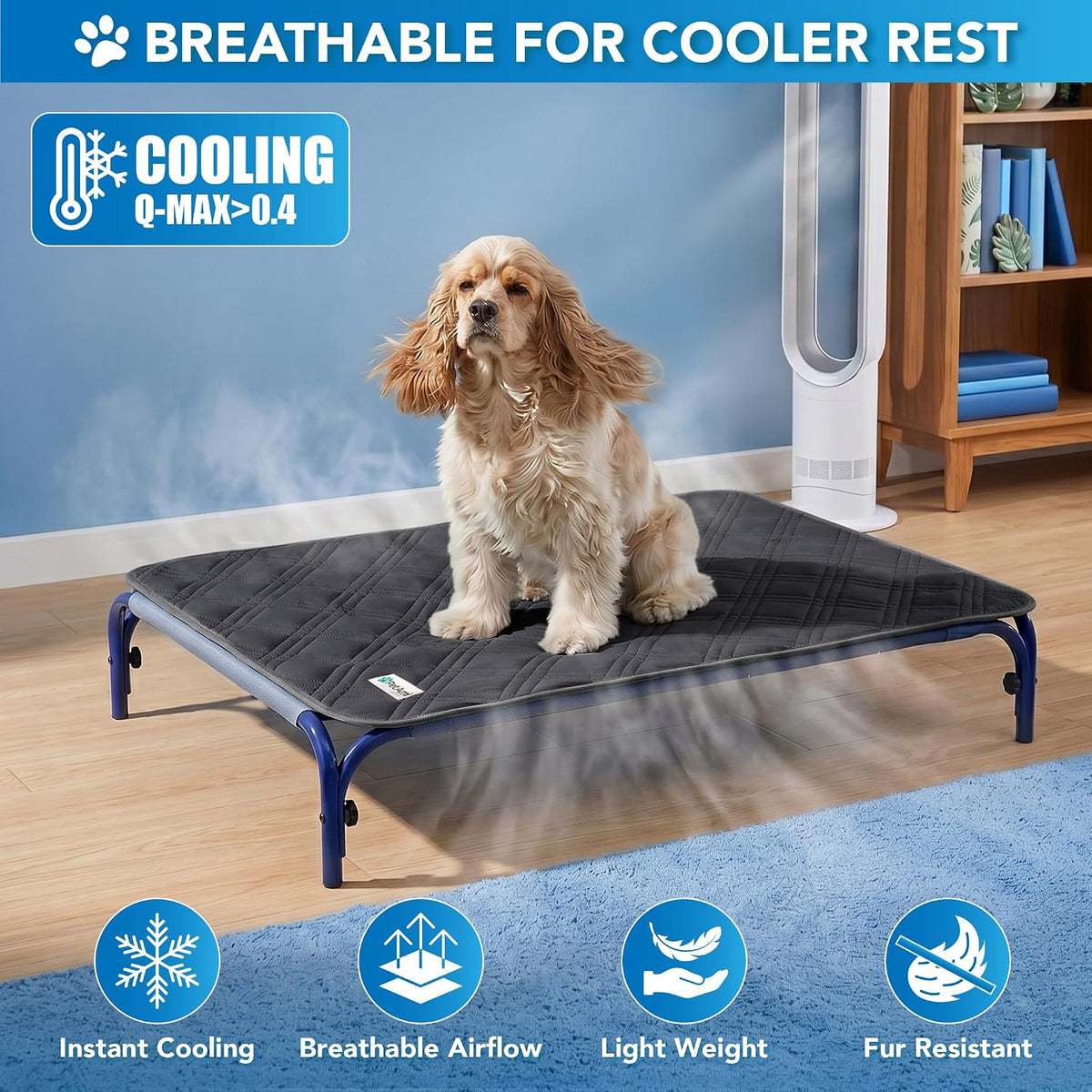 Petami Waterproof Dog Cooling Mat Pet Pad for Crate Couch Bed, Grey, 60X80