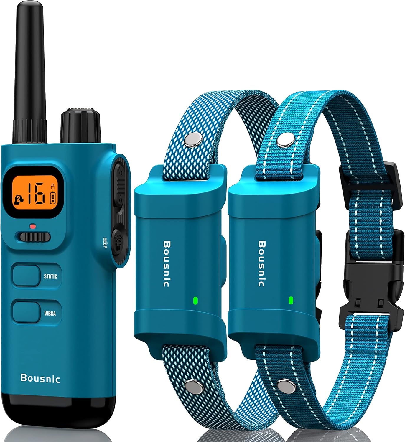 Bousnic Dog Training Collar with Remote - 4000Ft Waterproof Dog Shock Collars 2 Dogs for Large Medium Small Dogs Rechargeable E Collars for Dogs Training with Beep Vibration Humane Shock(1-16) Mode